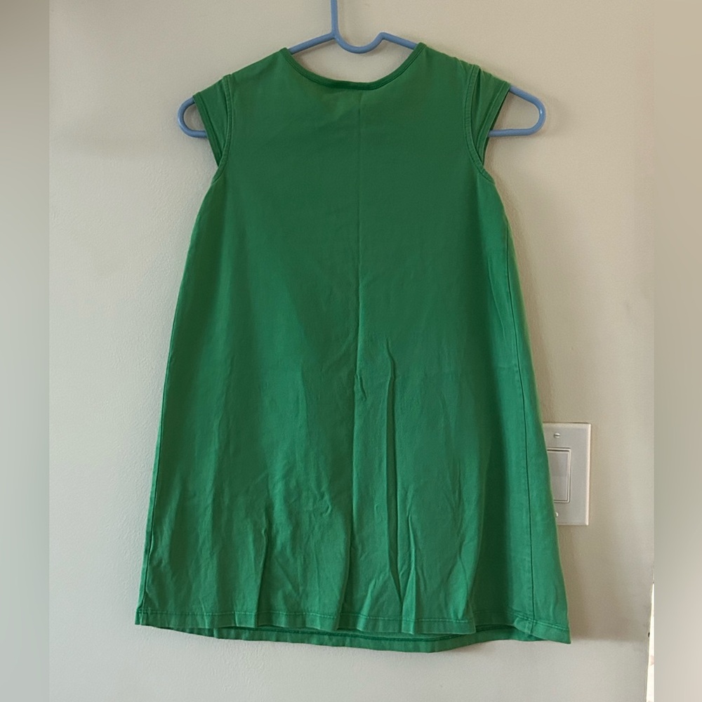 Hanna Andersson-{Size 140(10}-Girls Short Sleeve Green Dress with Flowers - Picture 6 of 6